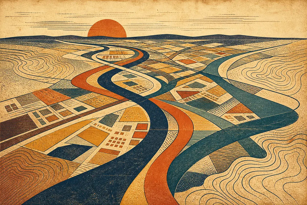Abstract illustrated map composition for Atascocita, United States