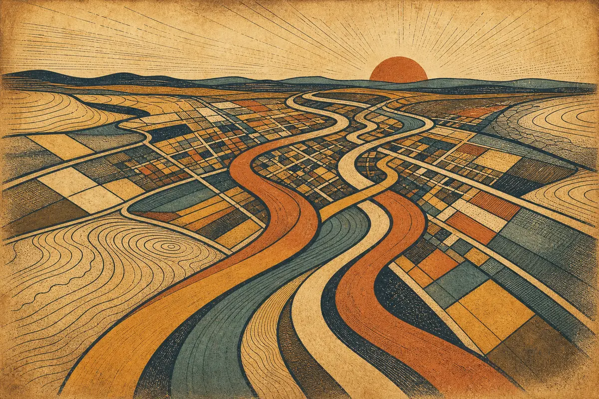 Abstract illustrated map composition for Athens, United States