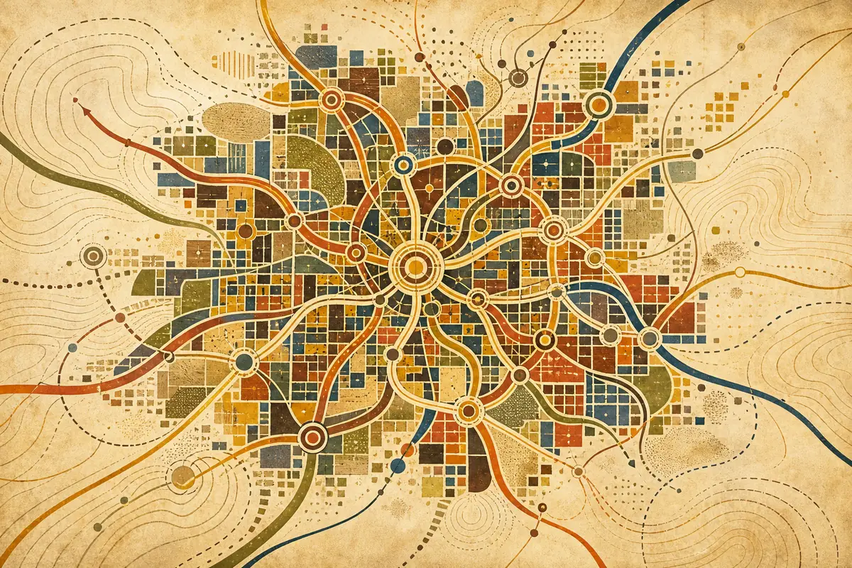 Abstract illustrated map composition for Atlanta, United States