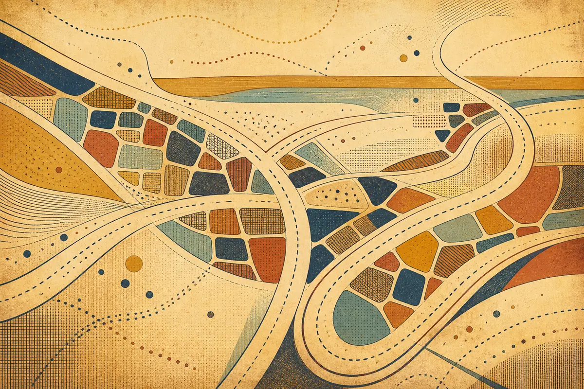 Abstract illustrated map composition for Atlantic City, United States
