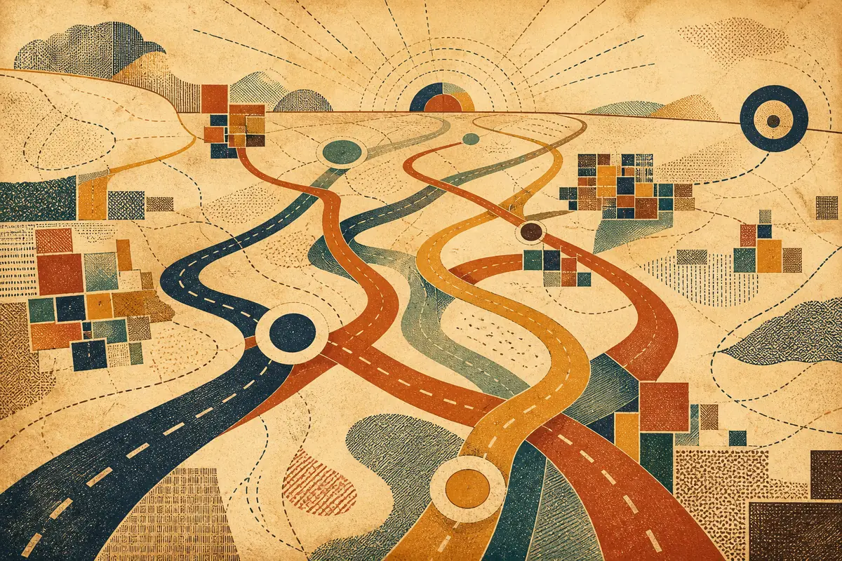 Abstract illustrated map composition for Attleboro, United States