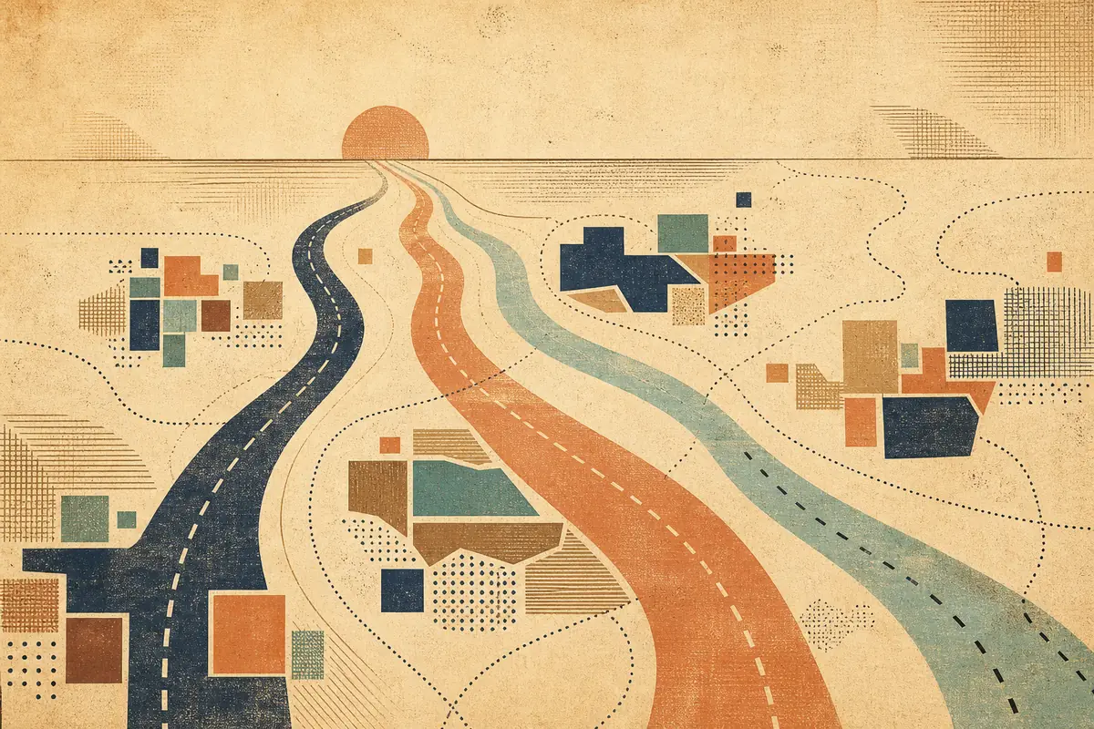 Abstract illustrated map composition for Atwater, United States