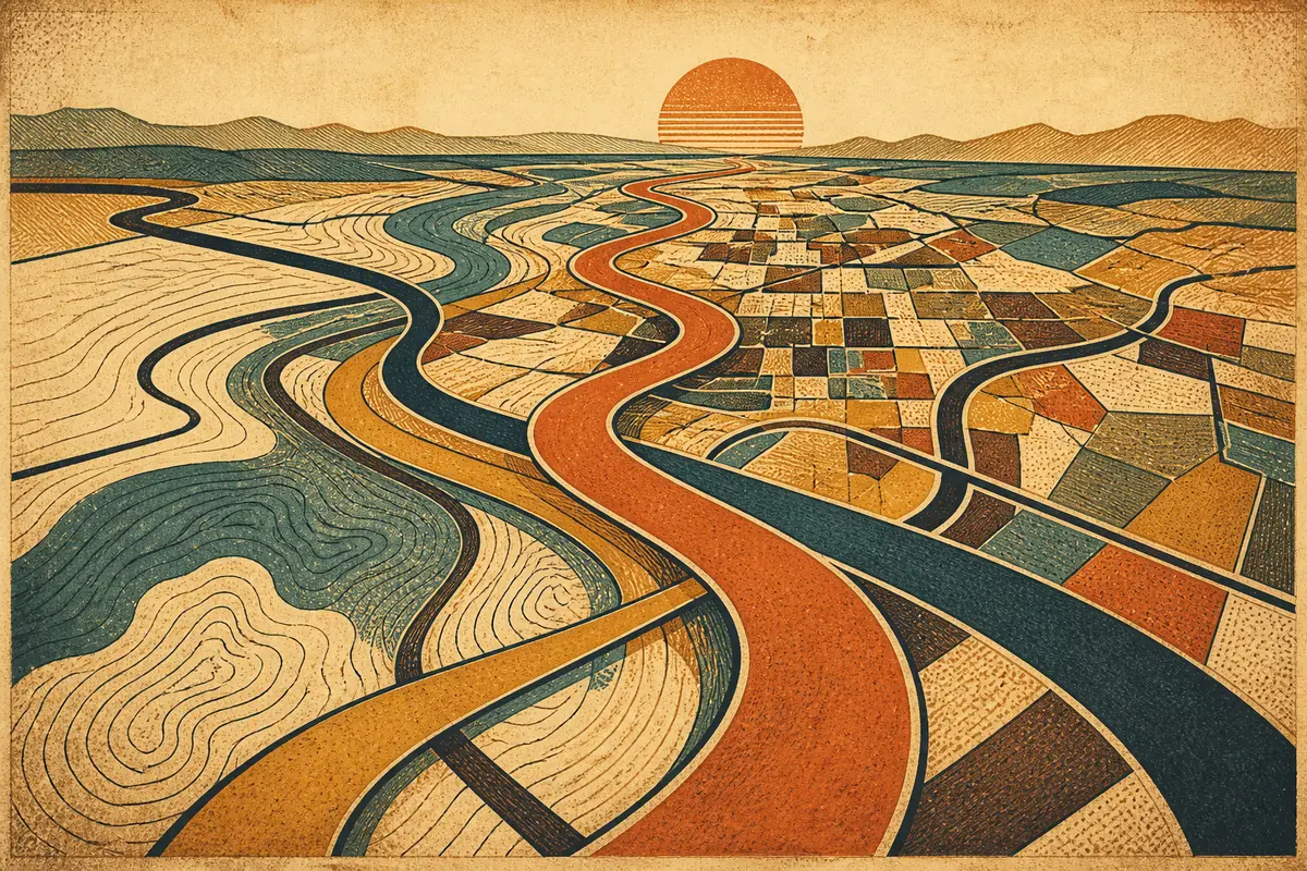 Abstract illustrated map composition for Auburn, United States