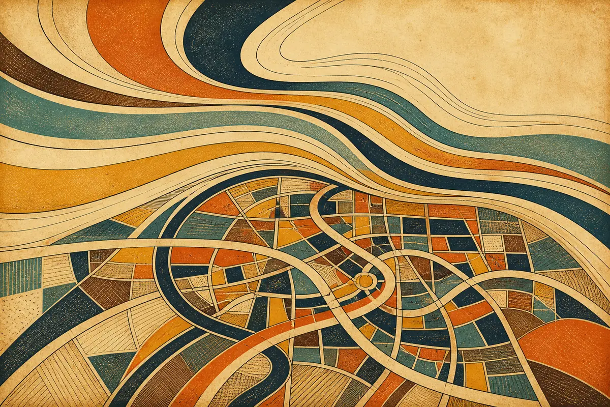 Abstract illustrated map composition for Aurora, United States