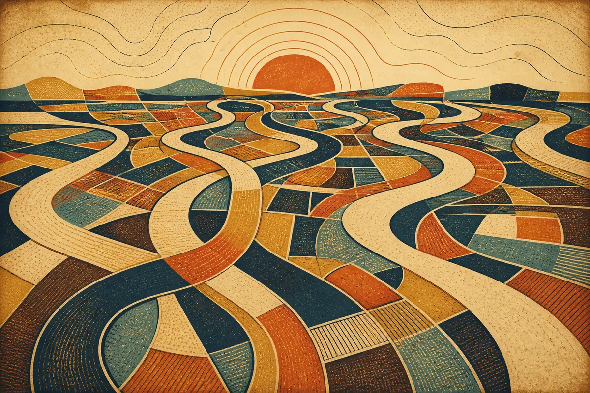 Abstract illustrated map composition for Austin, United States