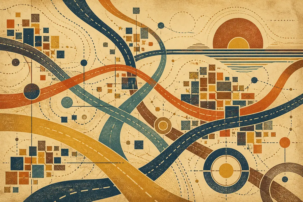 Abstract illustrated map composition for Aventura, United States