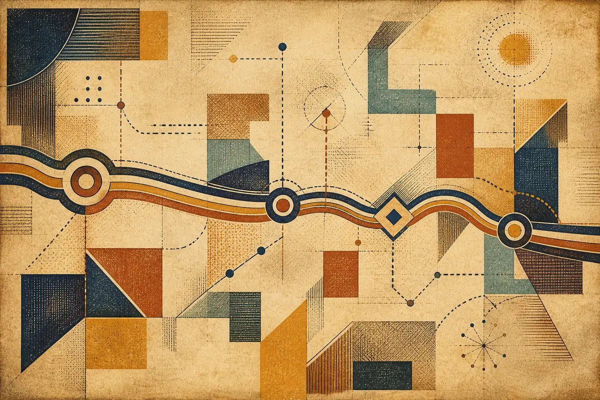 Abstract illustrated map composition for Azusa, United States