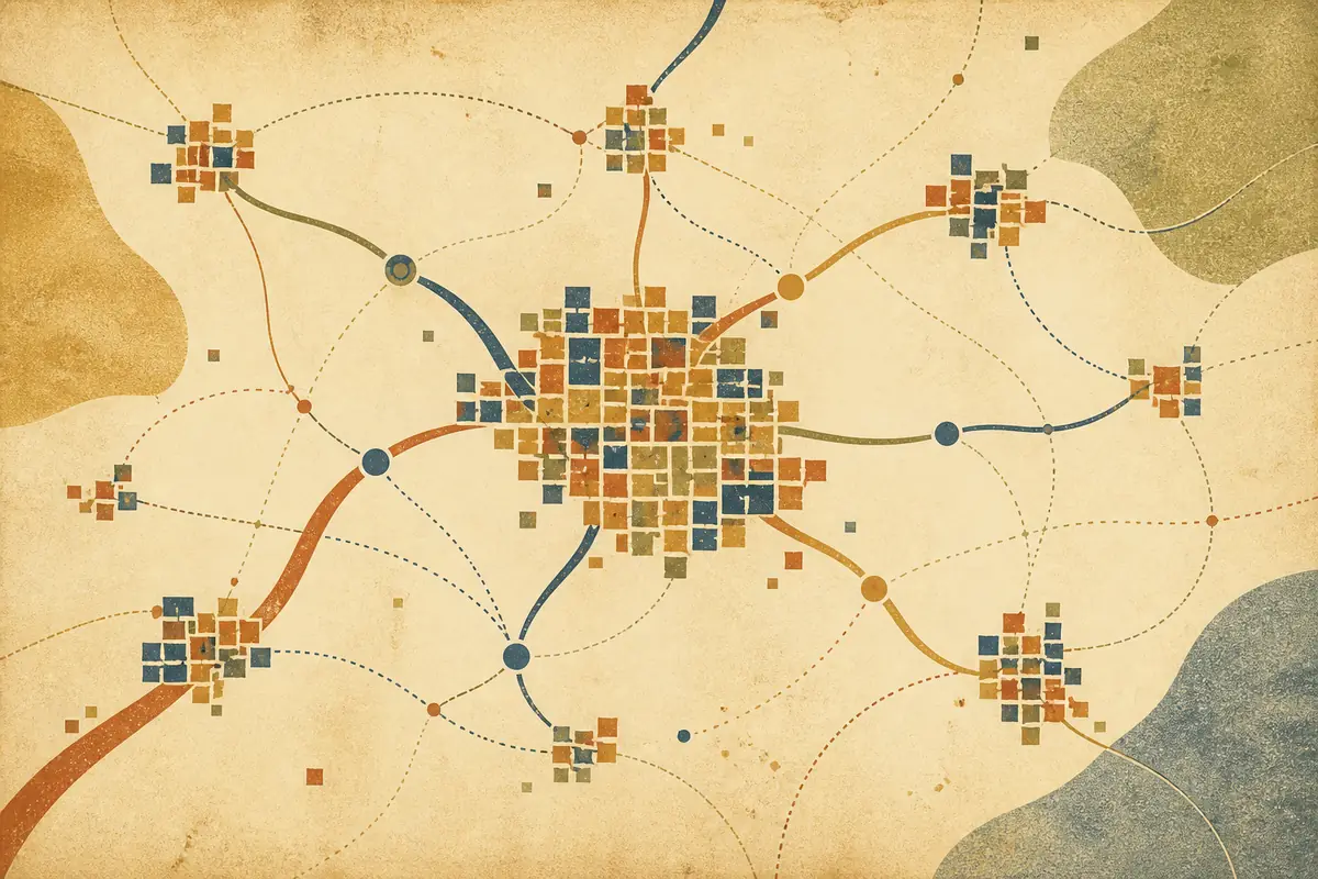 Abstract illustrated map composition for Babylon, United States