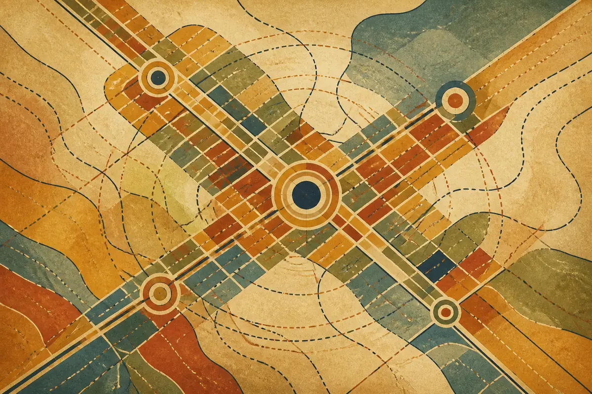 Abstract illustrated map composition for Bakersfield, United States