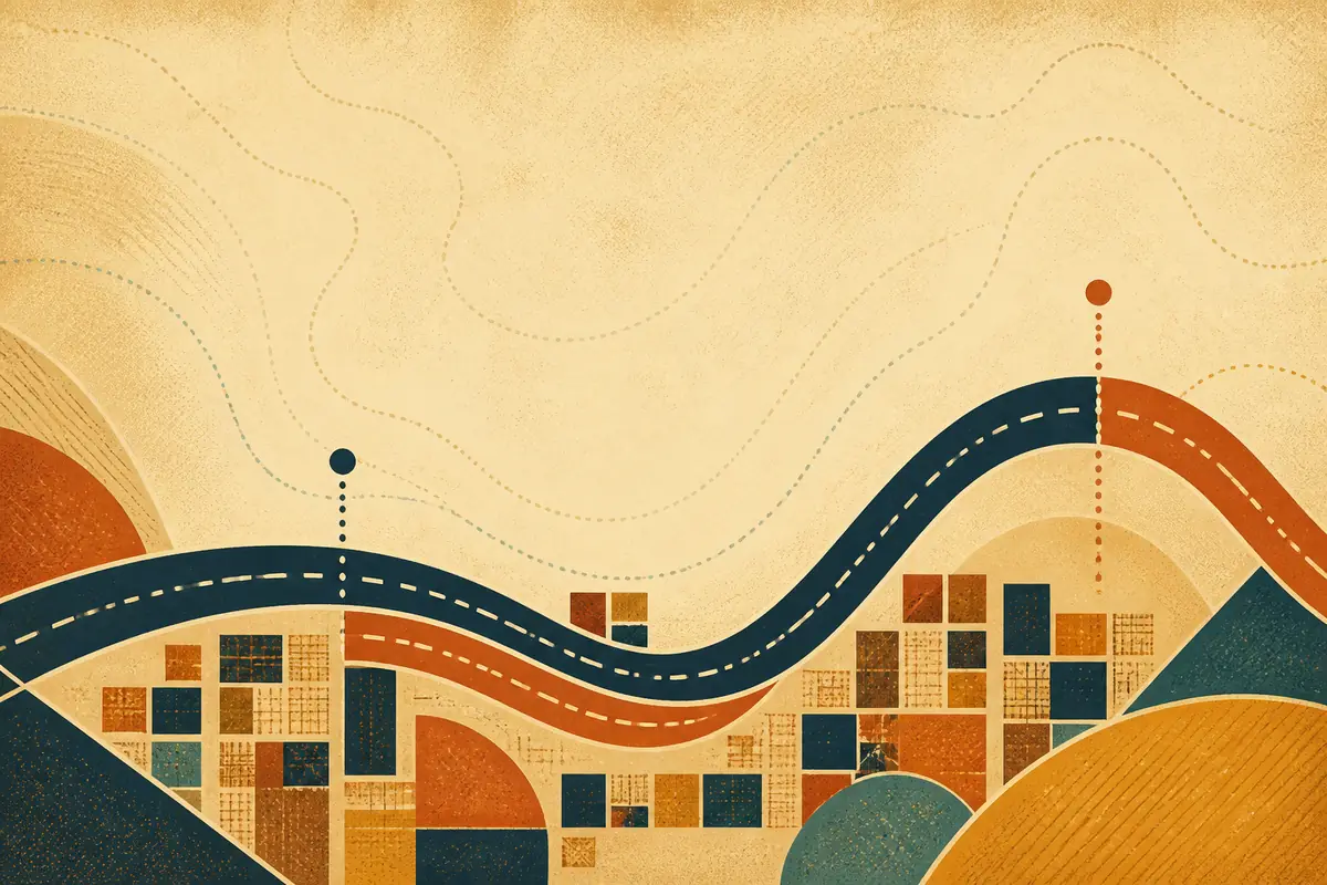 Abstract illustrated map composition for Baldwin, United States