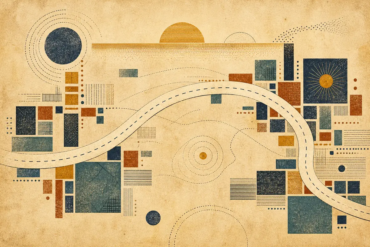 Abstract illustrated map composition for Banning, United States