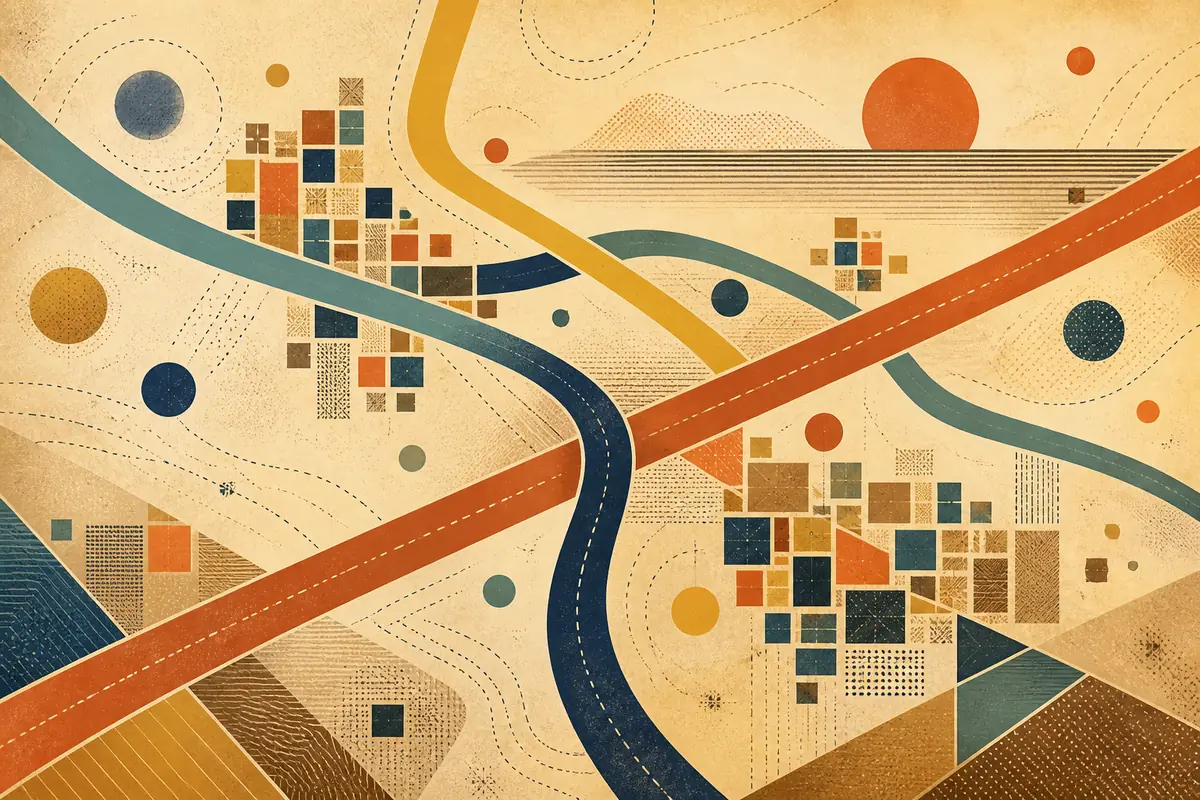 Abstract illustrated map composition for Bartlesville, United States