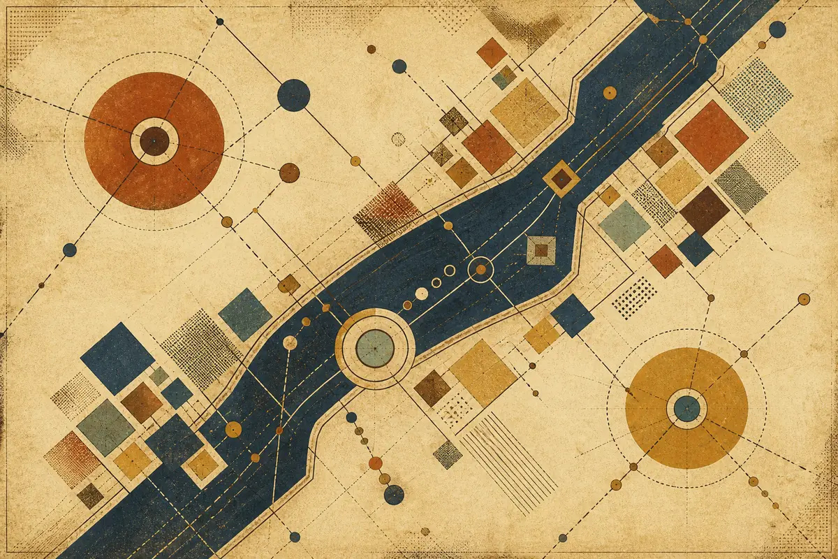 Abstract illustrated map composition for Batavia, United States