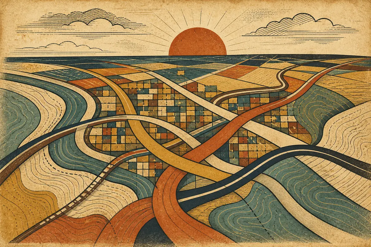 Abstract illustrated map composition for Baytown, United States