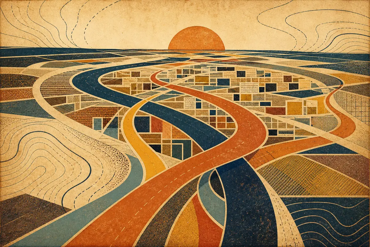 Abstract illustrated map composition for Beaumont, United States