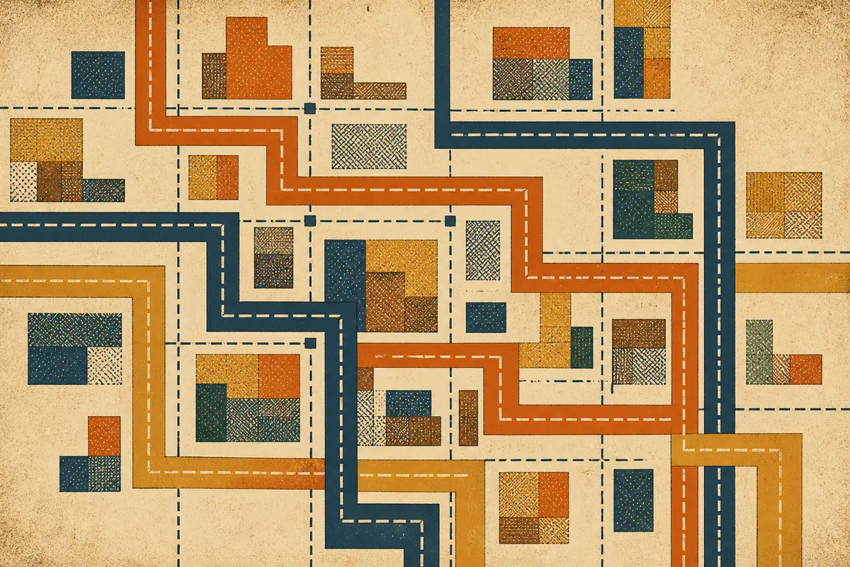 Abstract illustrated map composition for Beavercreek, United States