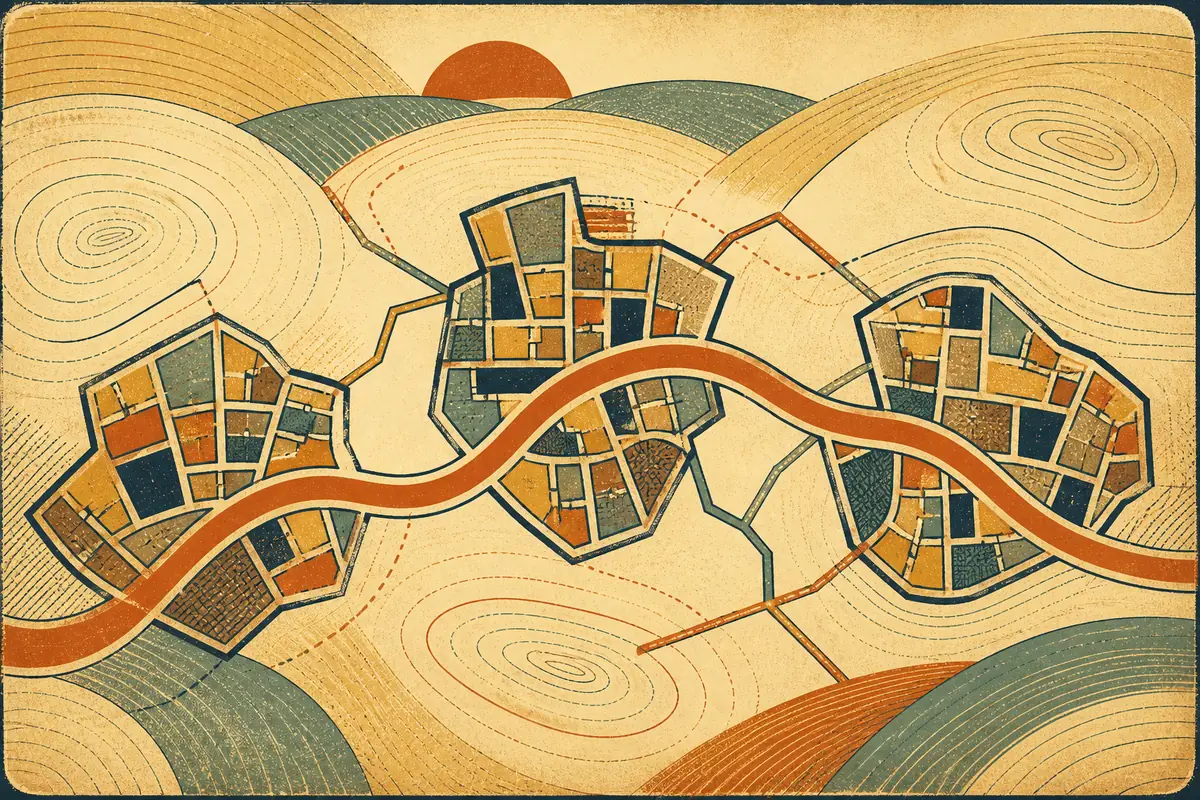Abstract illustrated map composition for Beaverton, United States