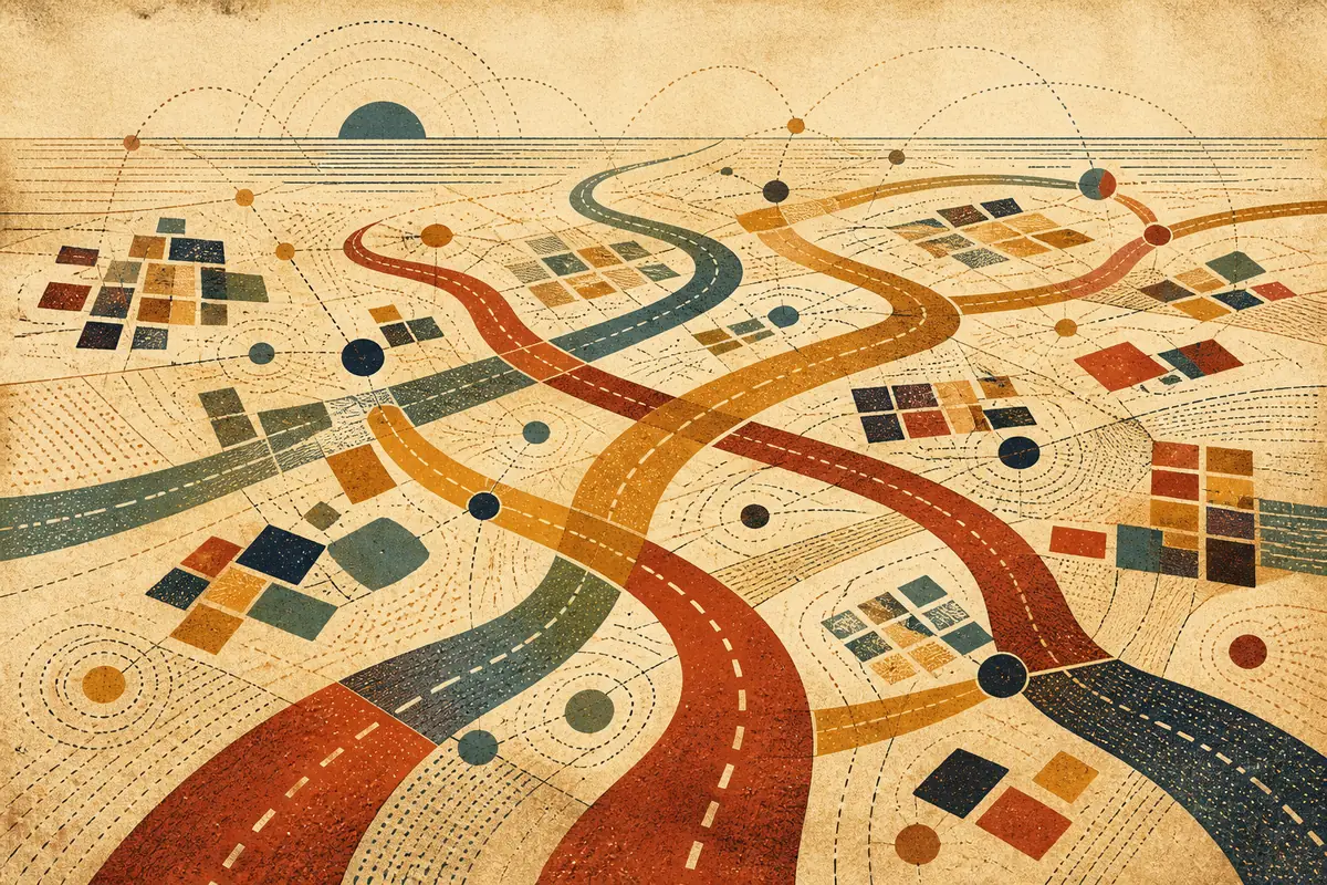 Abstract illustrated map composition for Bedford, United States