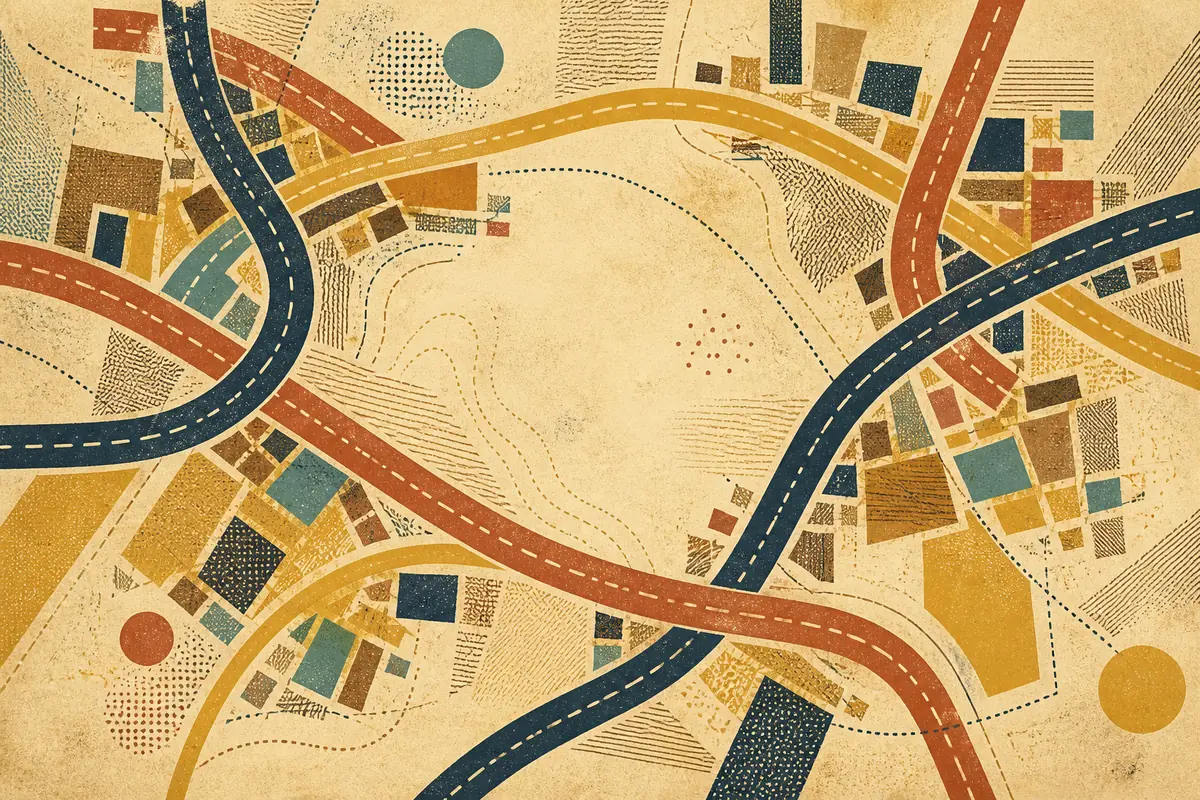 Abstract illustrated map composition for Belleville, United States