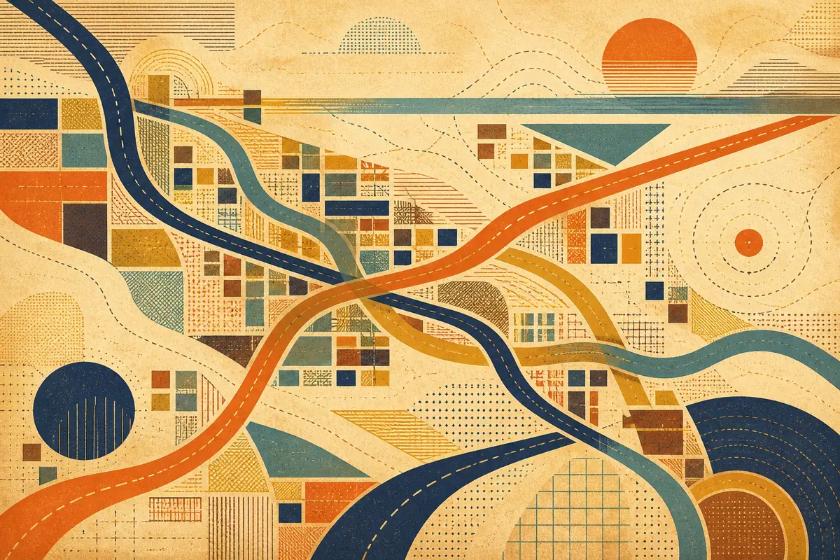 Abstract illustrated map composition for Belleville, United States