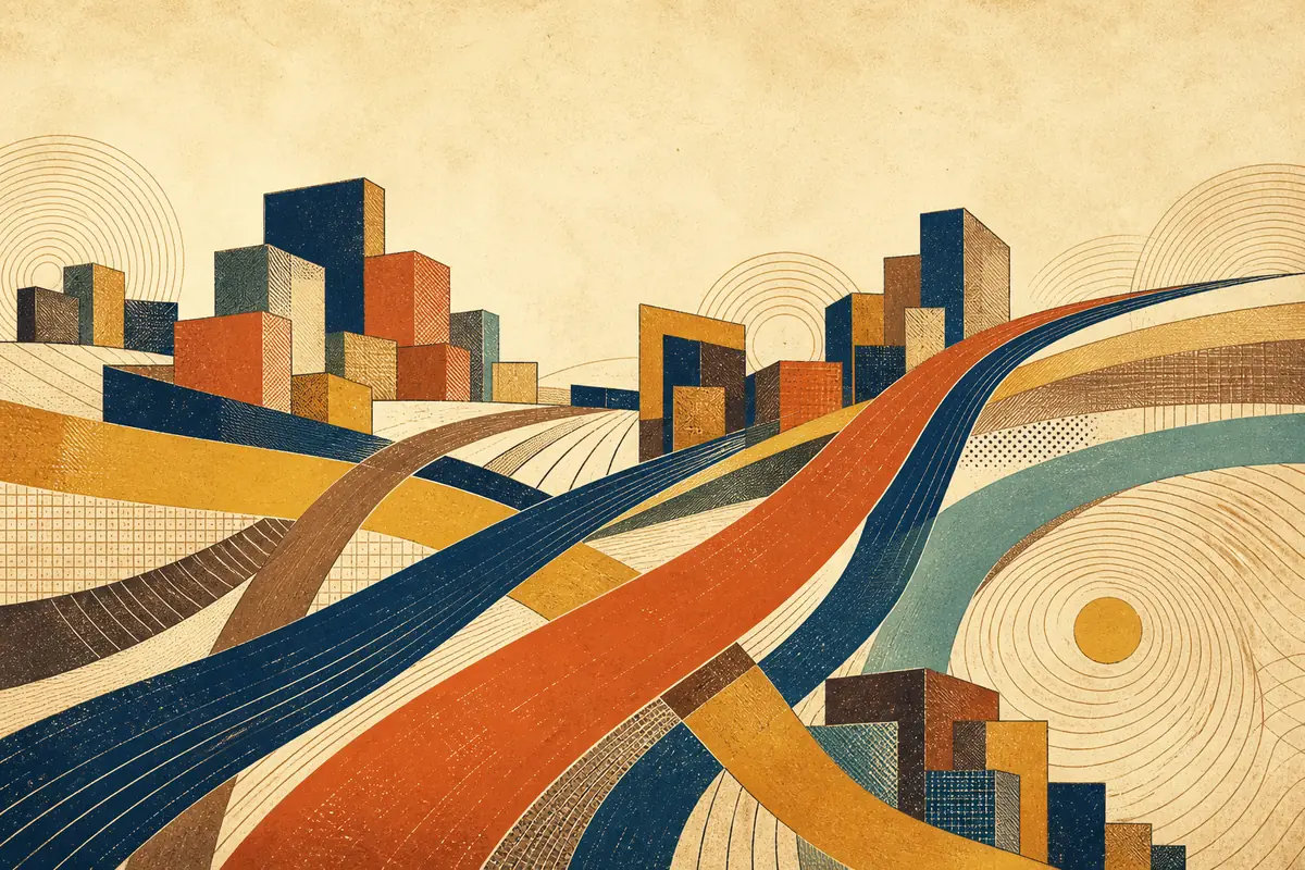 Abstract illustrated map composition for Bellevue, United States