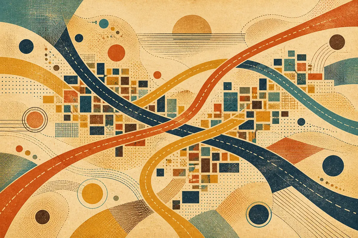 Abstract illustrated map composition for Beloit, United States