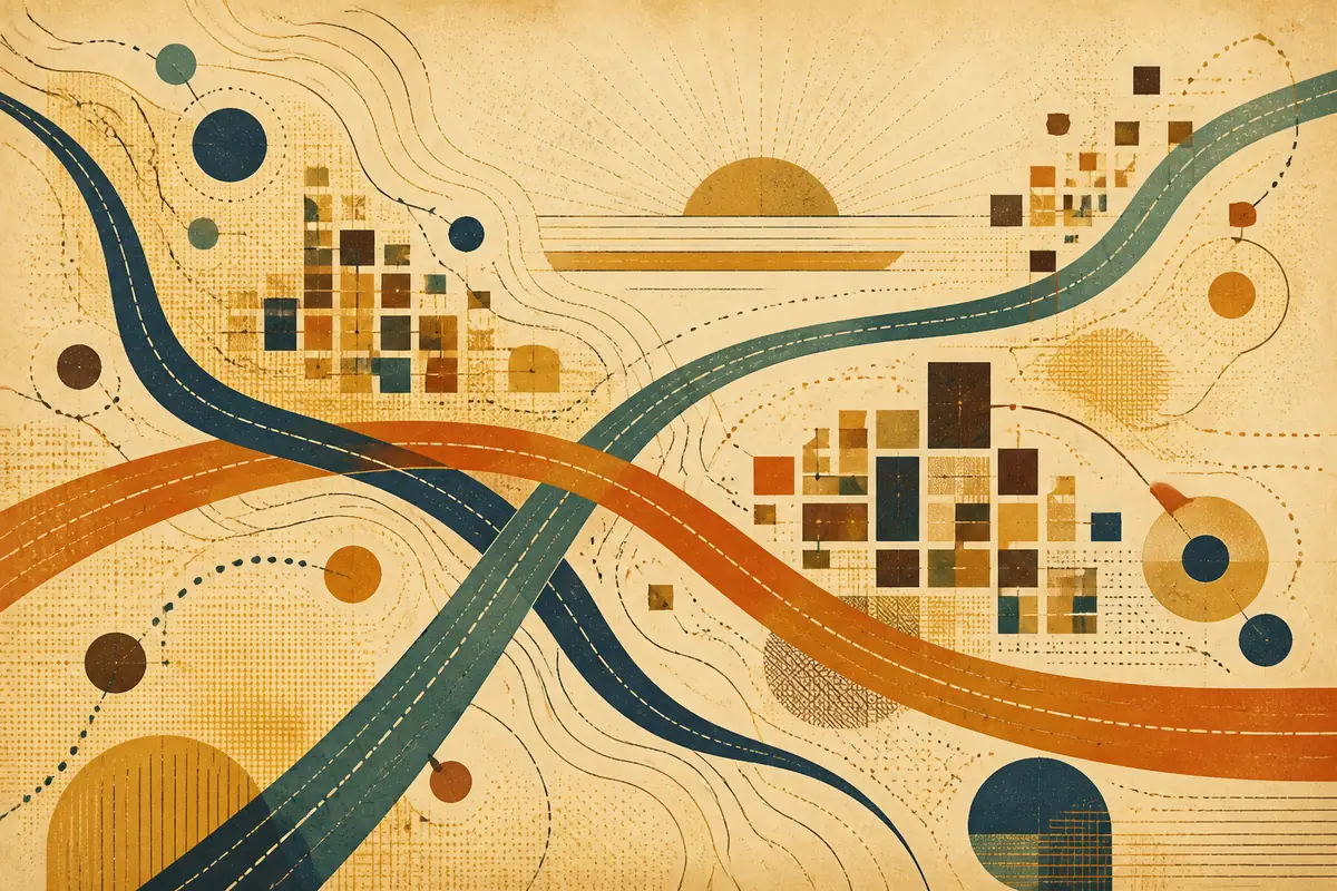 Abstract illustrated map composition for Benton, United States
