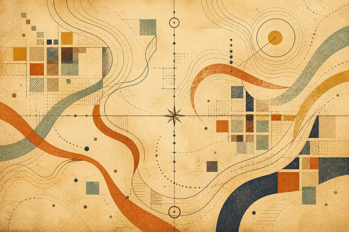Abstract illustrated map composition for Bentonville, United States