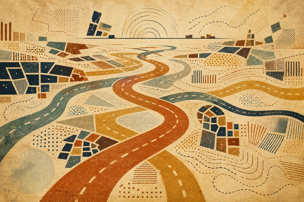Abstract illustrated map composition for Berkeley, United States
