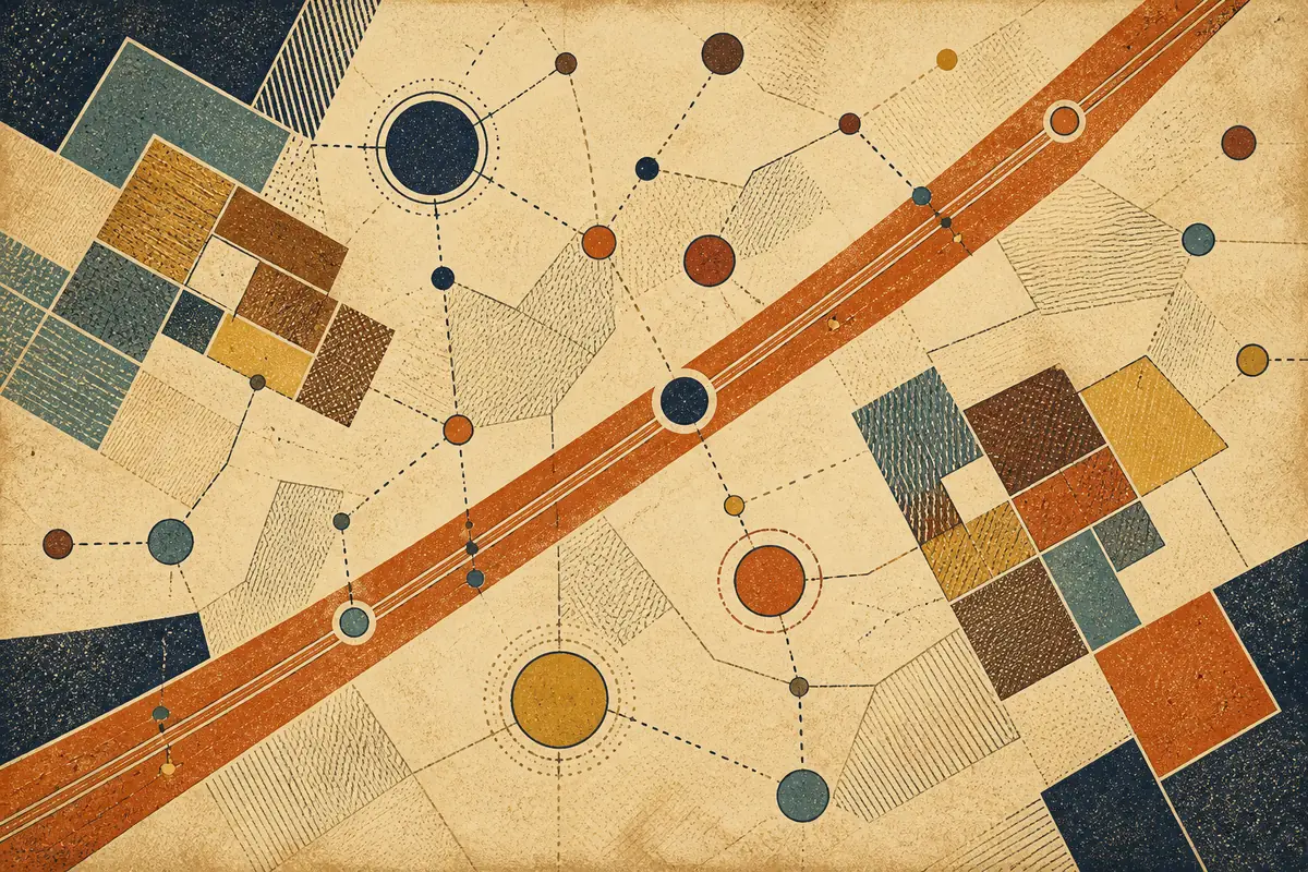 Abstract illustrated map composition for Bernards, United States