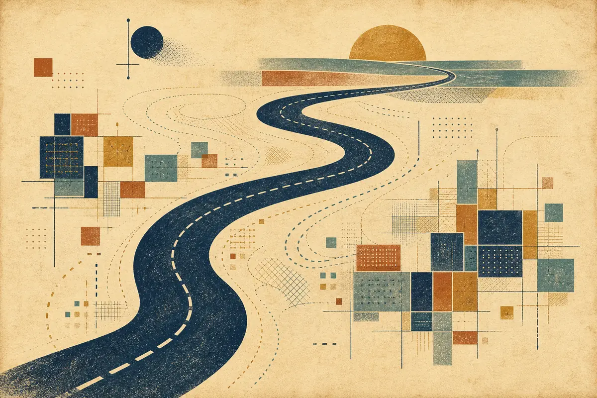 Abstract illustrated map composition for Bethany, United States