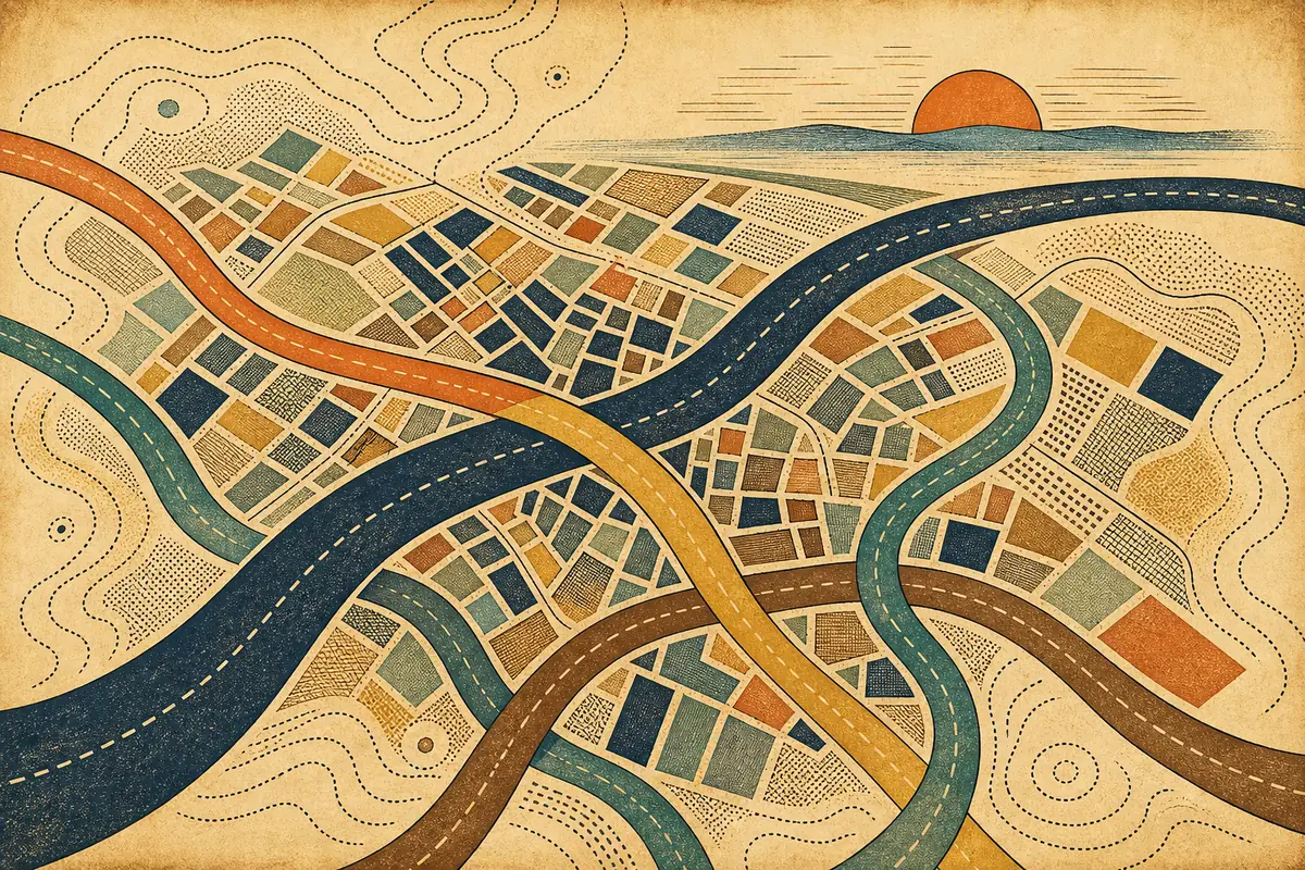 Abstract illustrated map composition for Bethesda, United States
