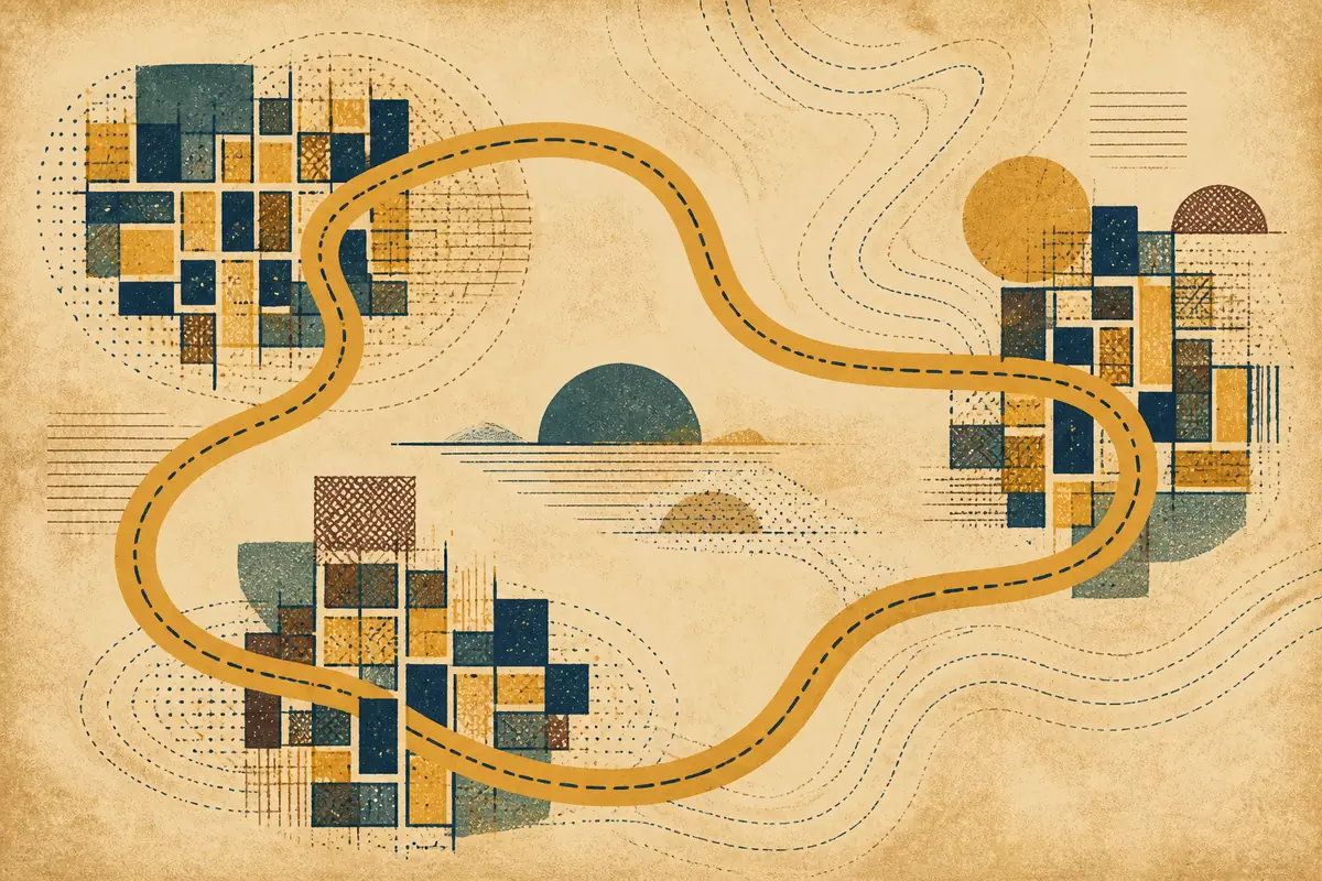 Abstract illustrated map composition for Beverly, United States