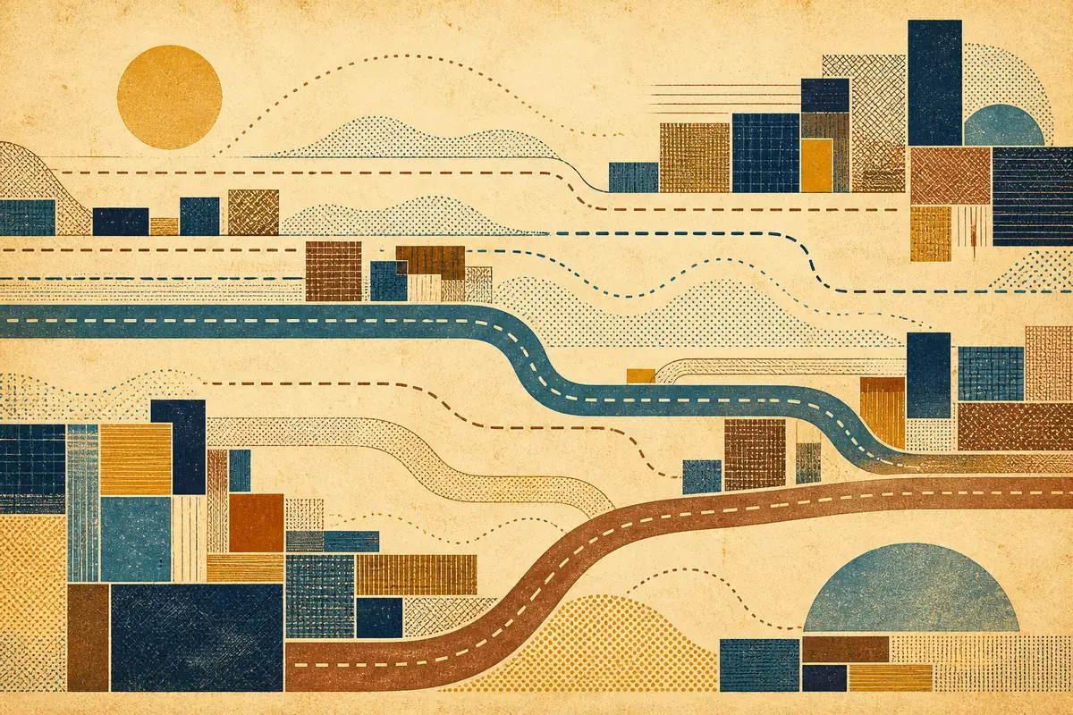 Abstract illustrated map composition for Billerica, United States