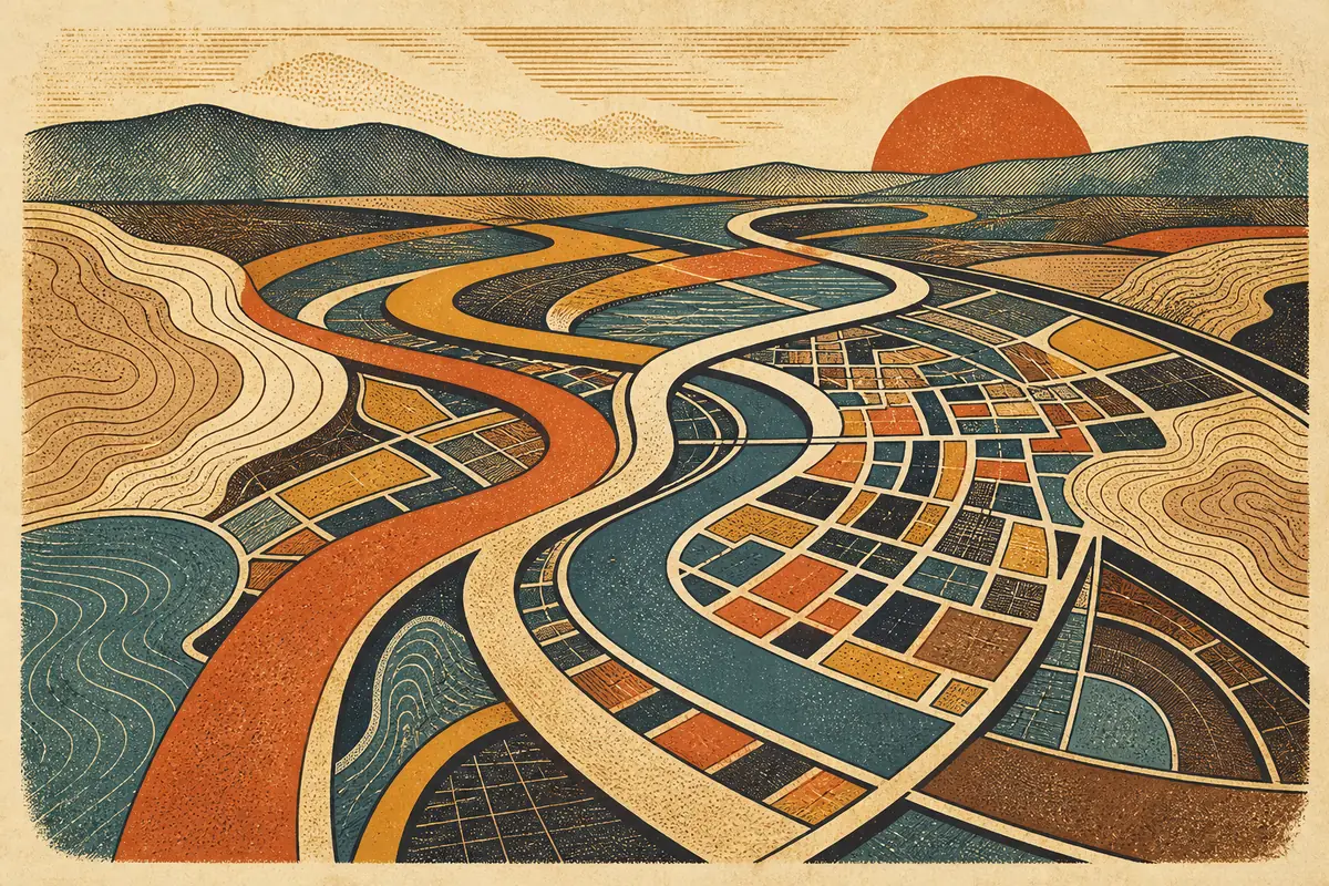 Abstract illustrated map composition for Binghamton, United States