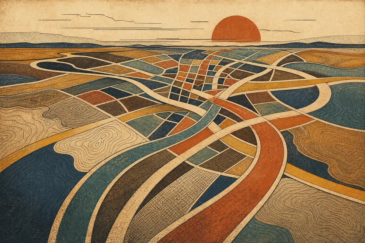 Abstract illustrated map composition for Birmingham, United States