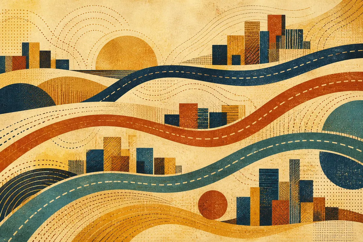 Abstract illustrated map composition for Biscayne Gardens, United States