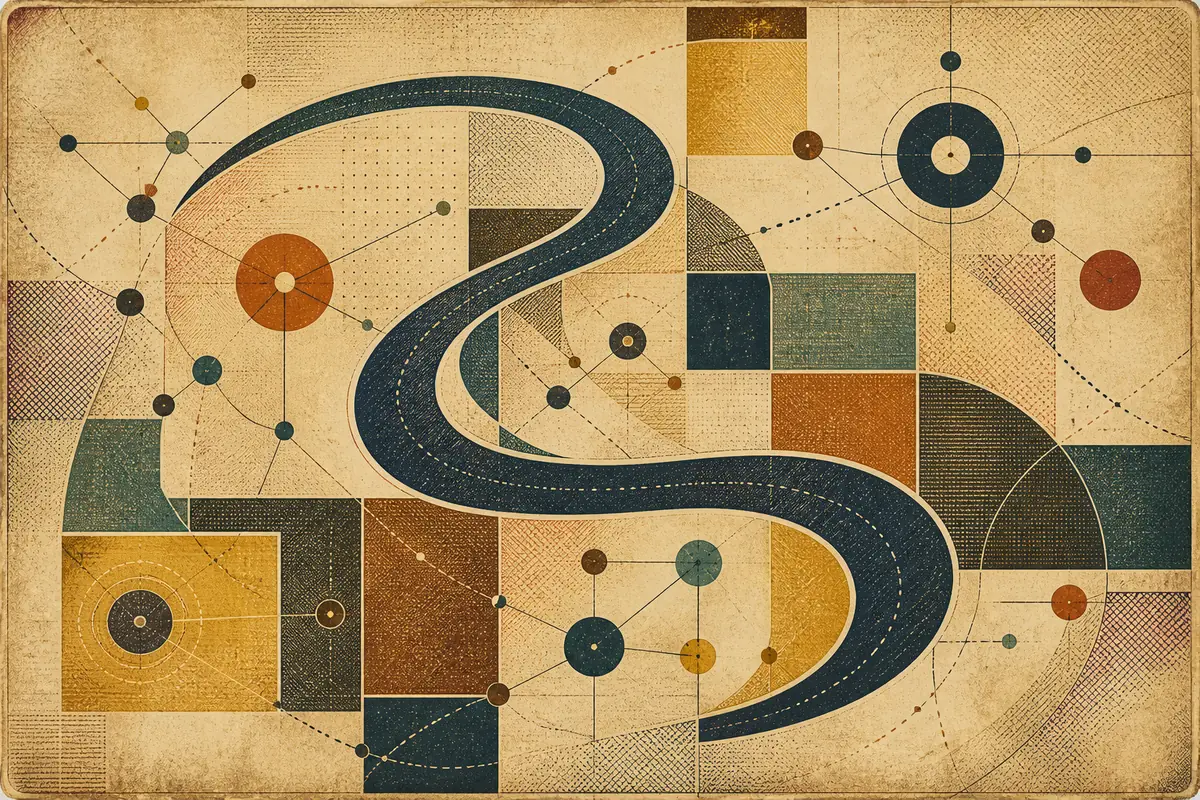 Abstract illustrated map composition for Bixby, United States