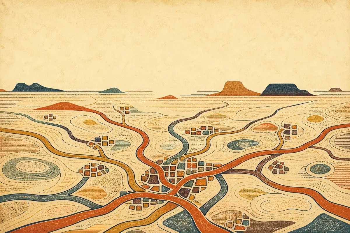 Abstract illustrated map composition for Bloomington, United States