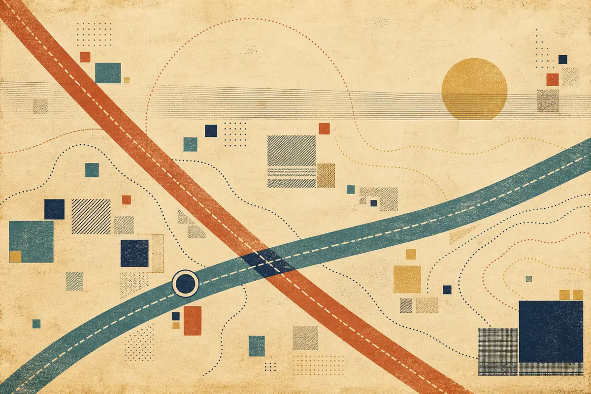 Abstract illustrated map composition for Bluffton, United States