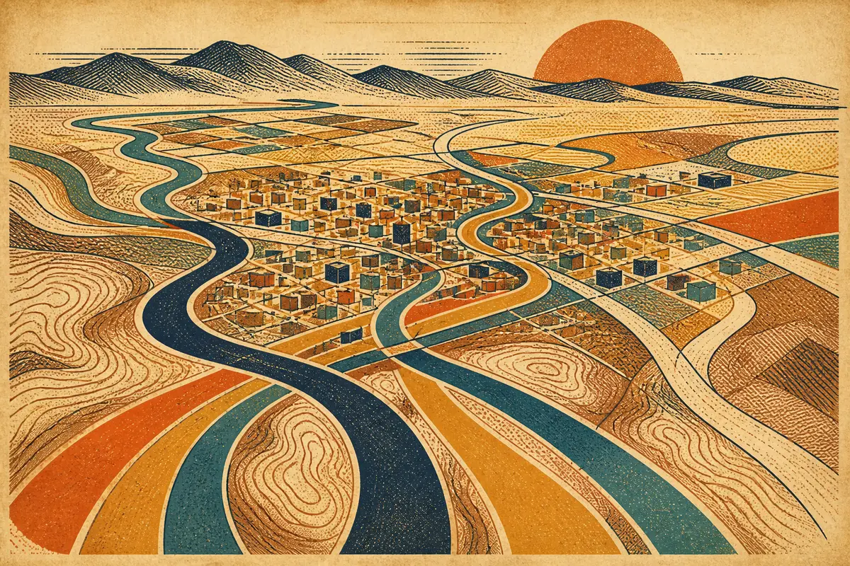 Abstract illustrated map composition for Boise, United States