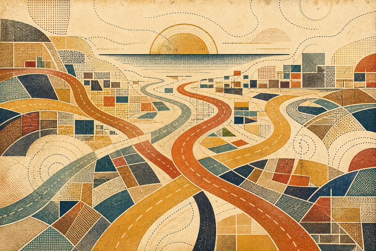Abstract illustrated map composition for Bothell, United States