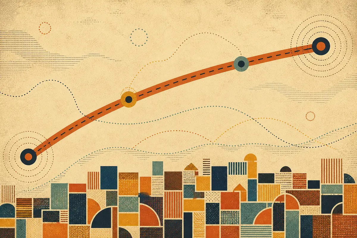 Abstract illustrated map composition for Bountiful, United States