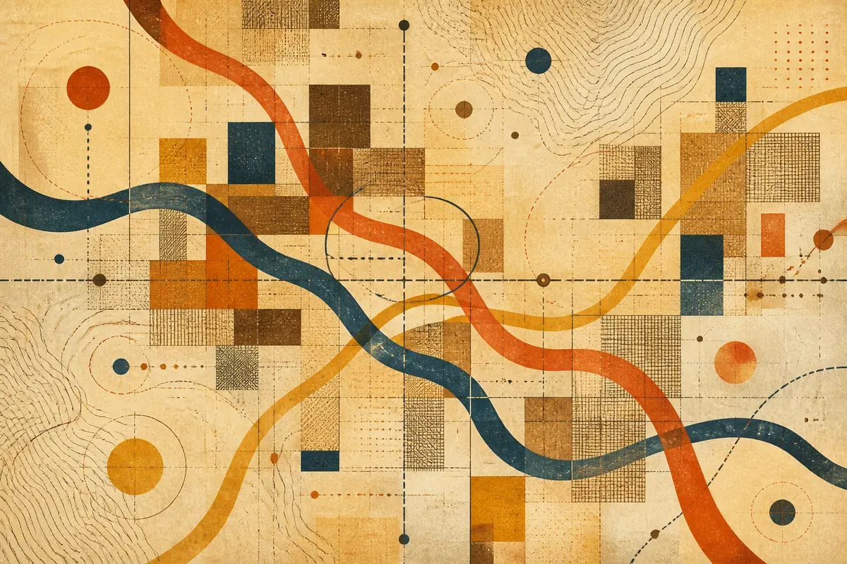 Abstract illustrated map composition for Bowie, United States