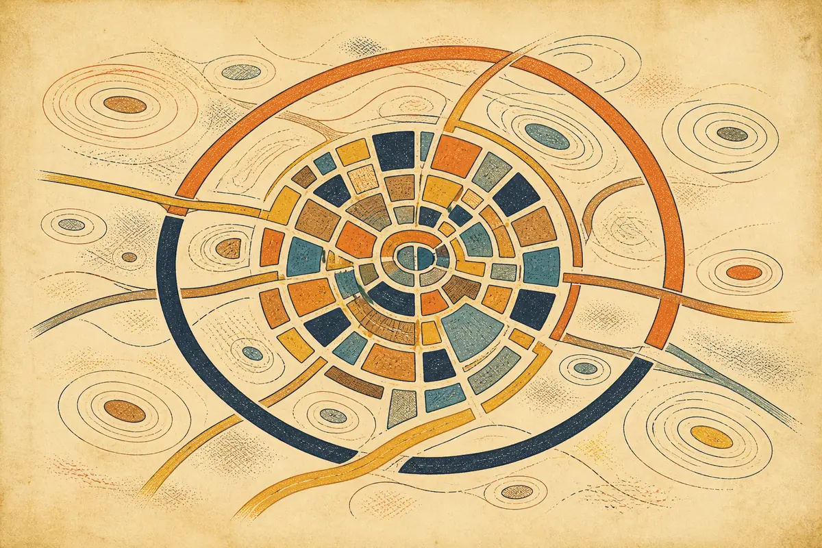 Abstract illustrated map composition for Bowling Green, United States