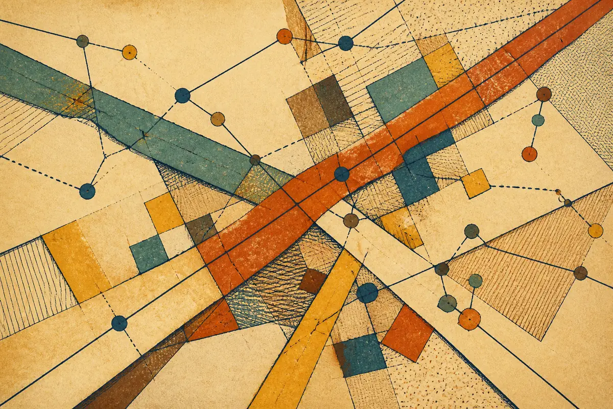 Abstract illustrated map composition for Bozeman, United States