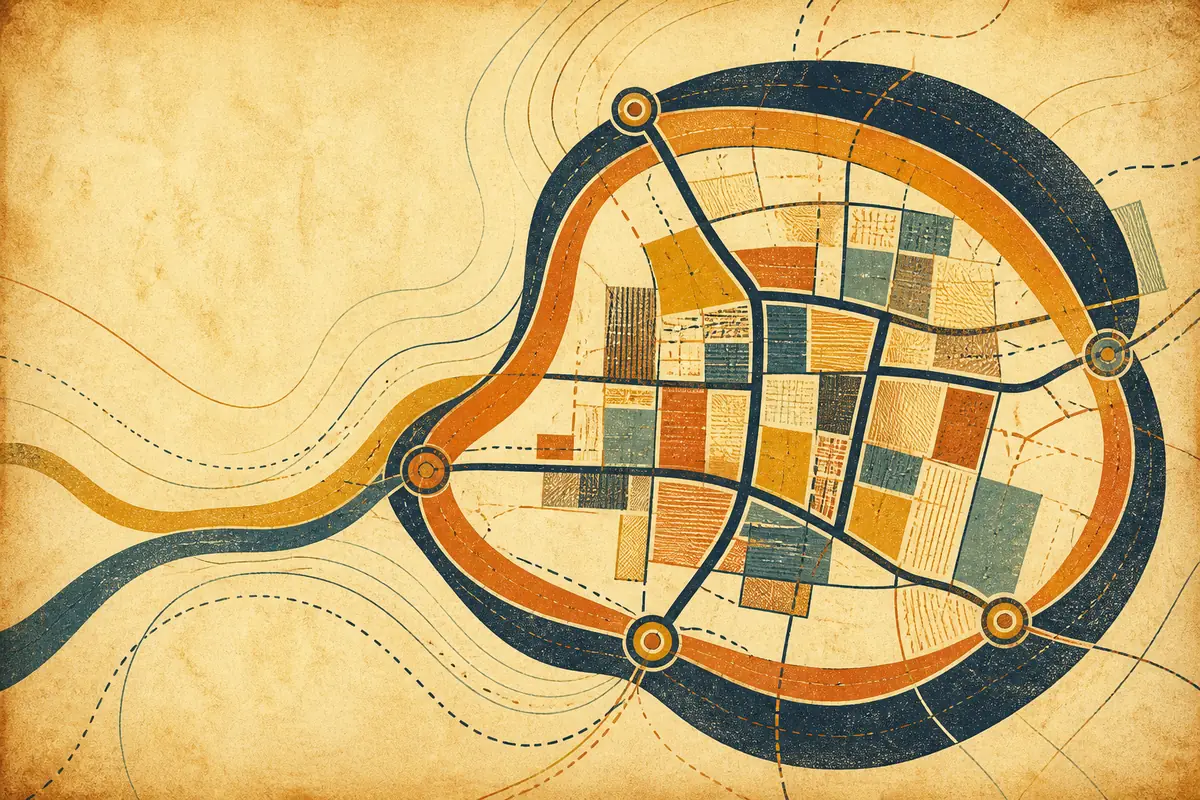 Abstract illustrated map composition for Brandon, United States