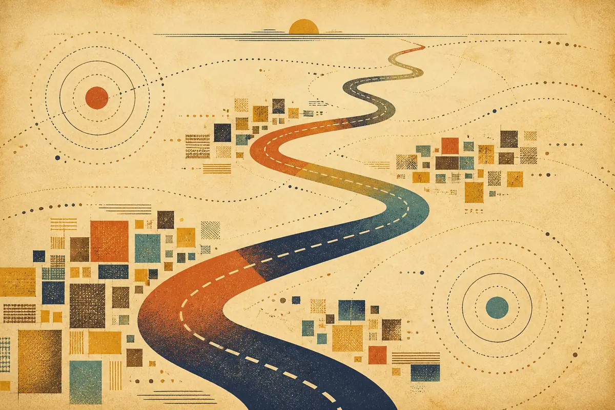 Abstract illustrated map composition for Brea, United States