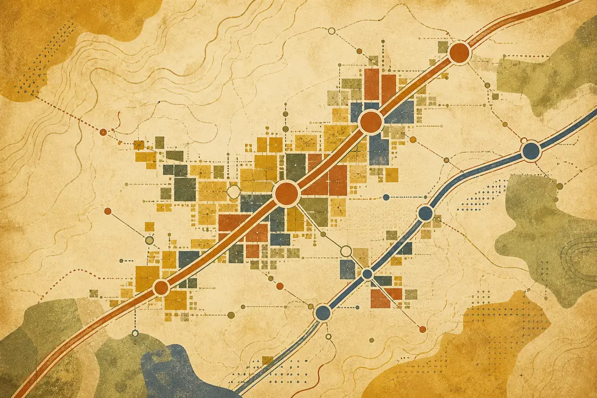Abstract illustrated map composition for Bremerton, United States