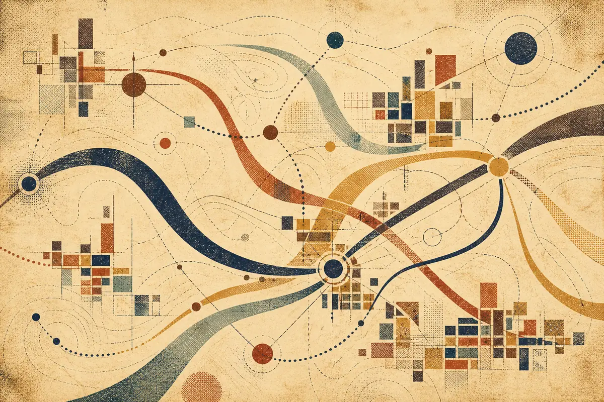 Abstract illustrated map composition for Brentwood, United States